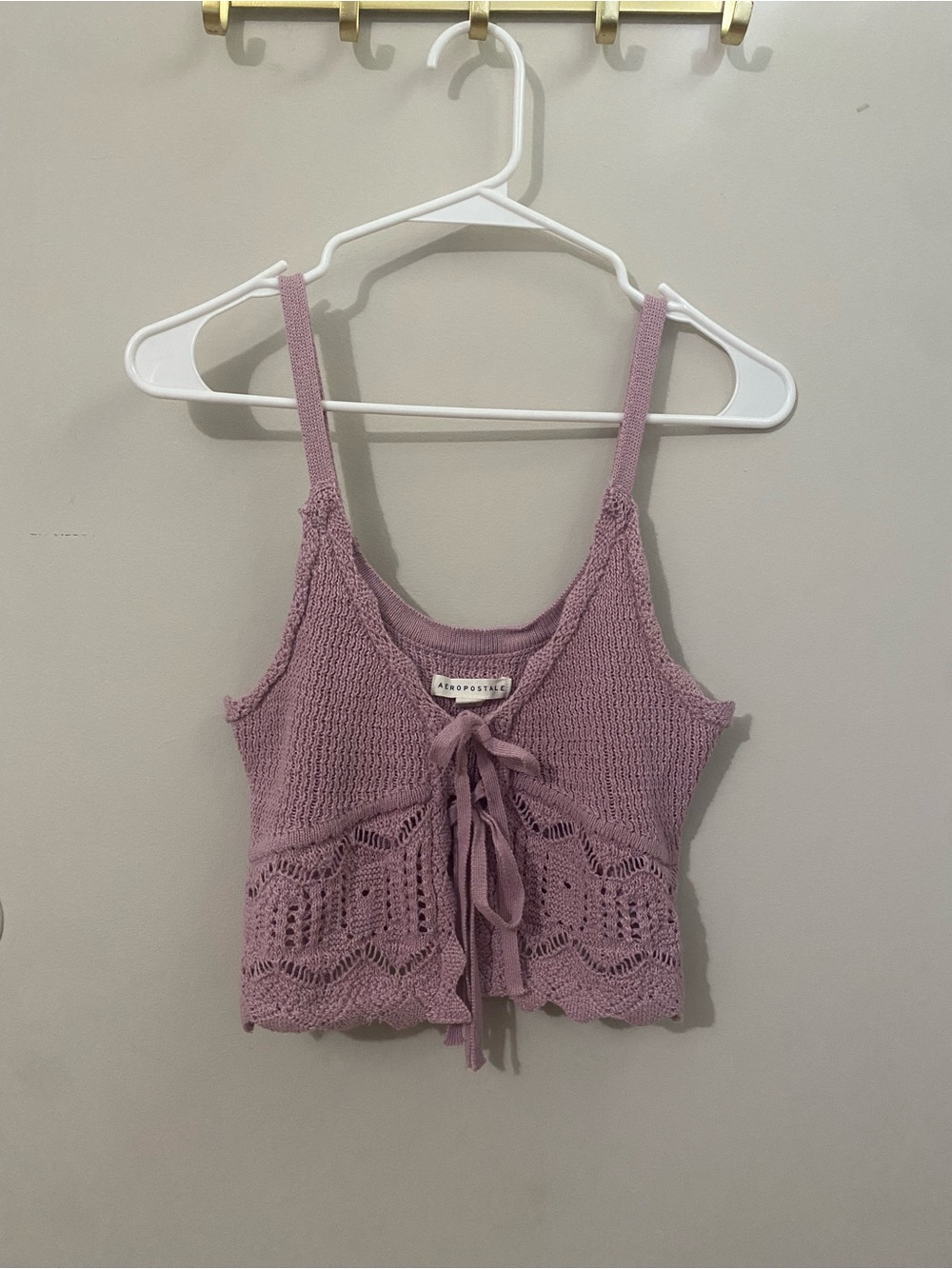 Aeropostale Dusty Lavender Knit Tie-Front Cropped Camisole